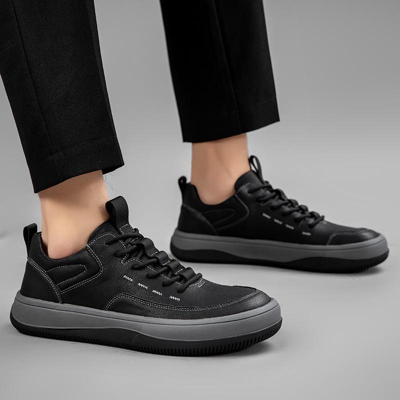 Trend Casual Shoes Lace-up Men's Autumn New Leather British Style Outdoor Board Shoes Men's Korean Version Low-top Tooling Shoes