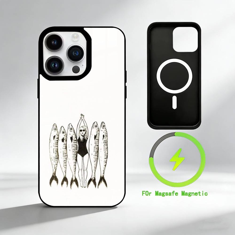 

C-Canned S-sardines Phone Case For iPhone 17 16 15 14 13 12 Pro Max Plus for Mirror Wireless Magnetic Cover iPhone17Pro