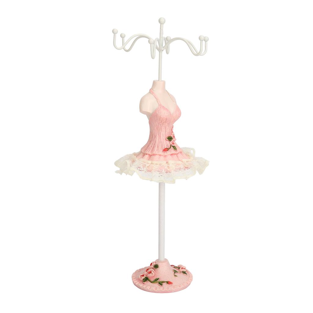 Earrings Necklace Princess Dress Stand Display Resin Human Model Jewelry Organizer Pink