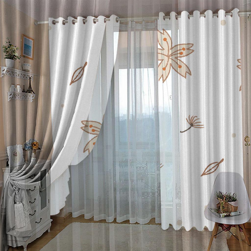 Curtains Autumn Story Plant Fallen Leaves Series Digital Printing High Density Blackout Curtains