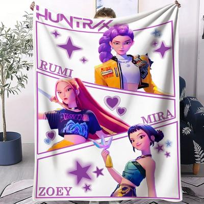 Huntrix K-Pop vilnos pledas Kosminio kario merginų grupės dizainas Minkštas pledas miegamajam, sofai, koncertų atributika Idealiai tinka pop muzikos gerbėjams, paaugliams