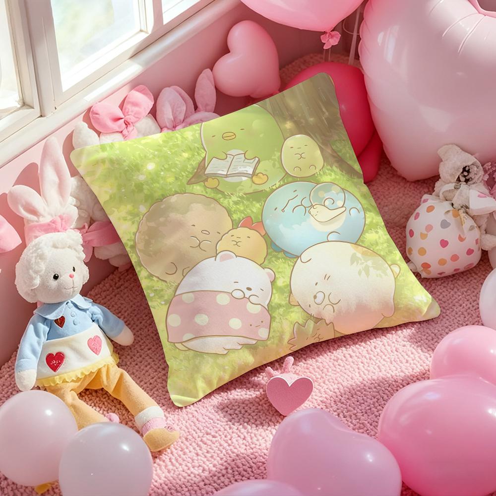 Cartoon S-Sumikko G-Gurashi Anime Kissenbezug Musterbedruckte Kissenhülle für Wohnzimmer Sofa Kissenbezug & Schlafzimmer Dekoration