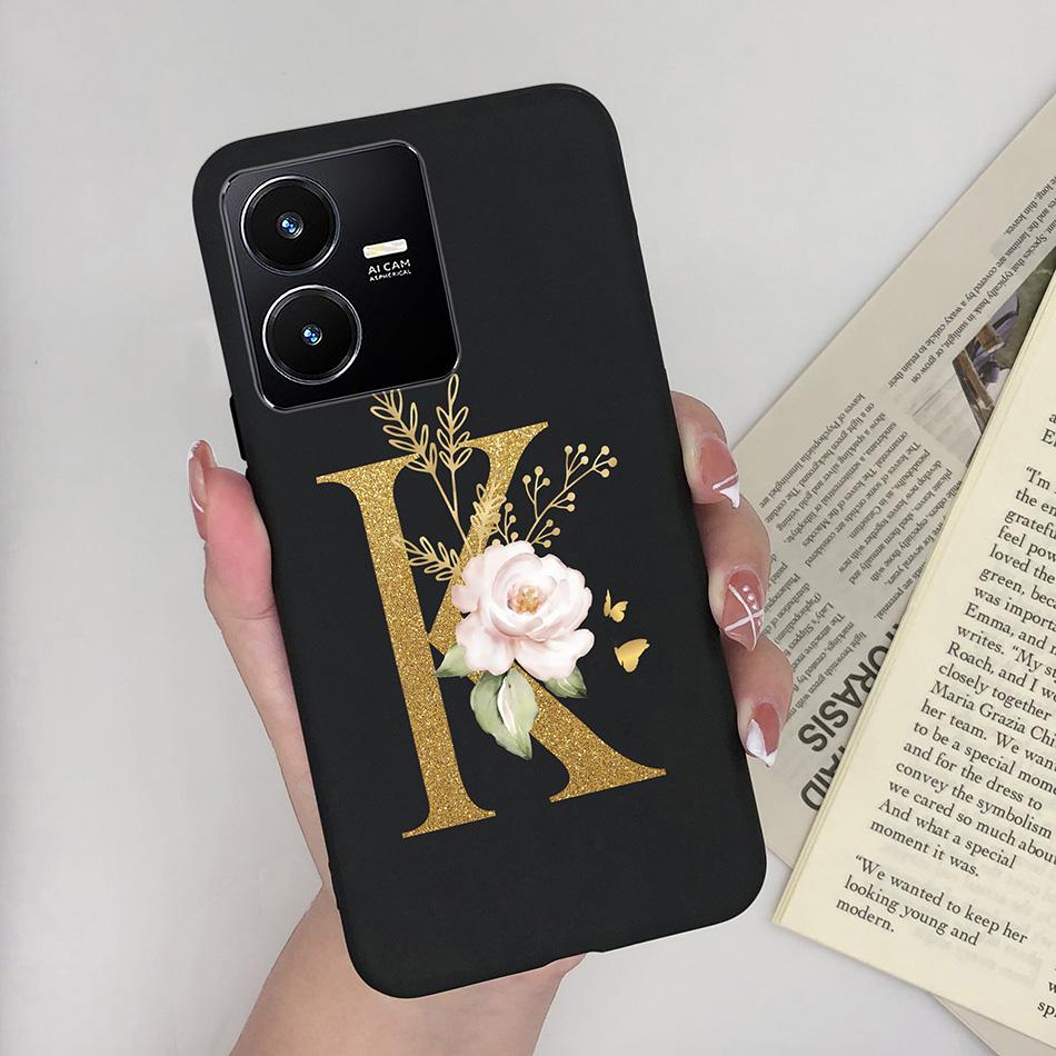 Flower Letters Case For Vivo Y22 2022 Y22S Matte Silicon Soft TPU Back Phone Cover For VivoY22 Y 22 22S Case Funda Bumper Shell