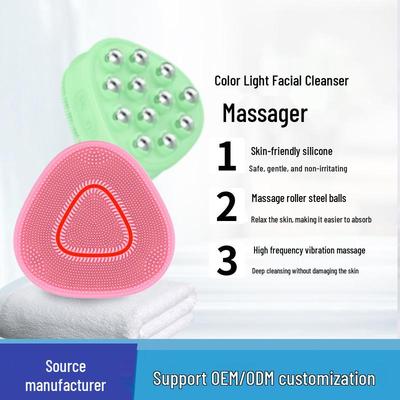 Spazzola Elettrica per la Pulizia del Viso Transfrontaliera con Luce Colorata, Massaggio Ultrasonico, Strumento di Bellezza in Silicone