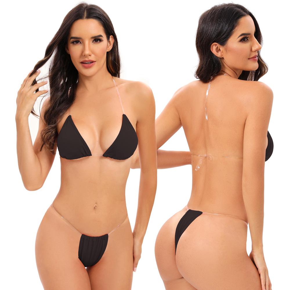 Super lehké bikiny s průhlednými ramínky a prsními vycpávkami - Dámské plavky