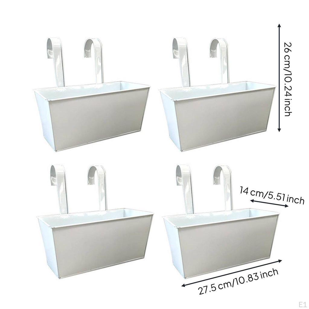 Metal Railing Planter Detachable Hooks SpaceSaving Design Balcony Flower Box for