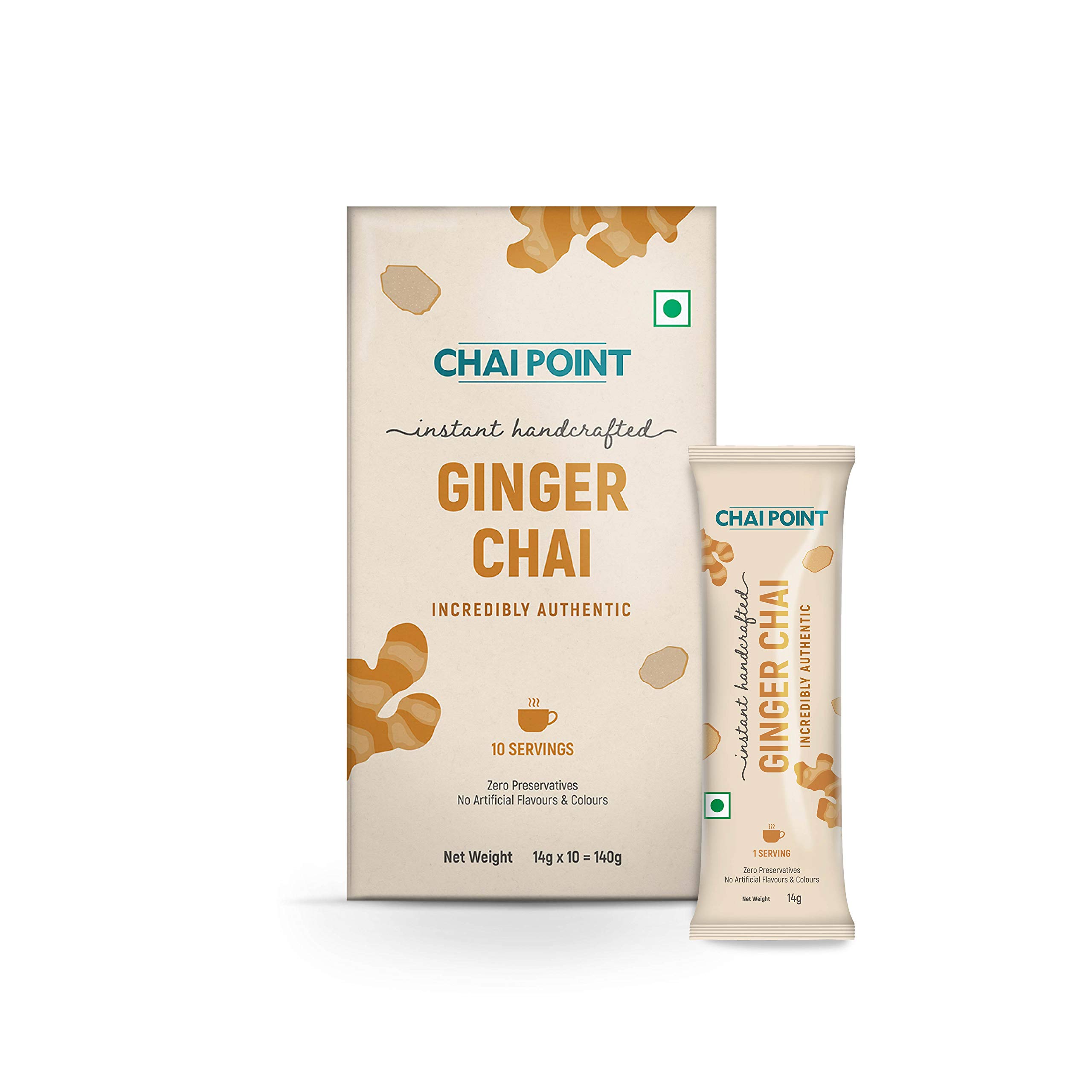 

Chai Point Instant Ginger Tea Premix - 10 Sachets | Authentic Adrak Chai with Assam Tea | Natural Ginger Flavor | No Preservatives | Quick, Healt