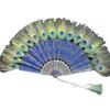 1PC Folding Fan Colorful Peacock Feather Home Decoration Embroidery Sequin High Quality Dance Hand Fans