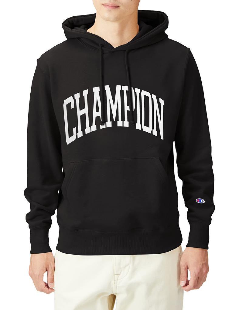 Champion Long Sleeve Fleece Hoodie with College Font Size S Black Men's Print, Custom-Made Basic, (C8-W129Z),