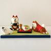 Koteta Japan Style Shiba Inu Drink Tea Figure Scene Decoration Summer Series Resin Craft Home Decor Kids Collectible Ornament