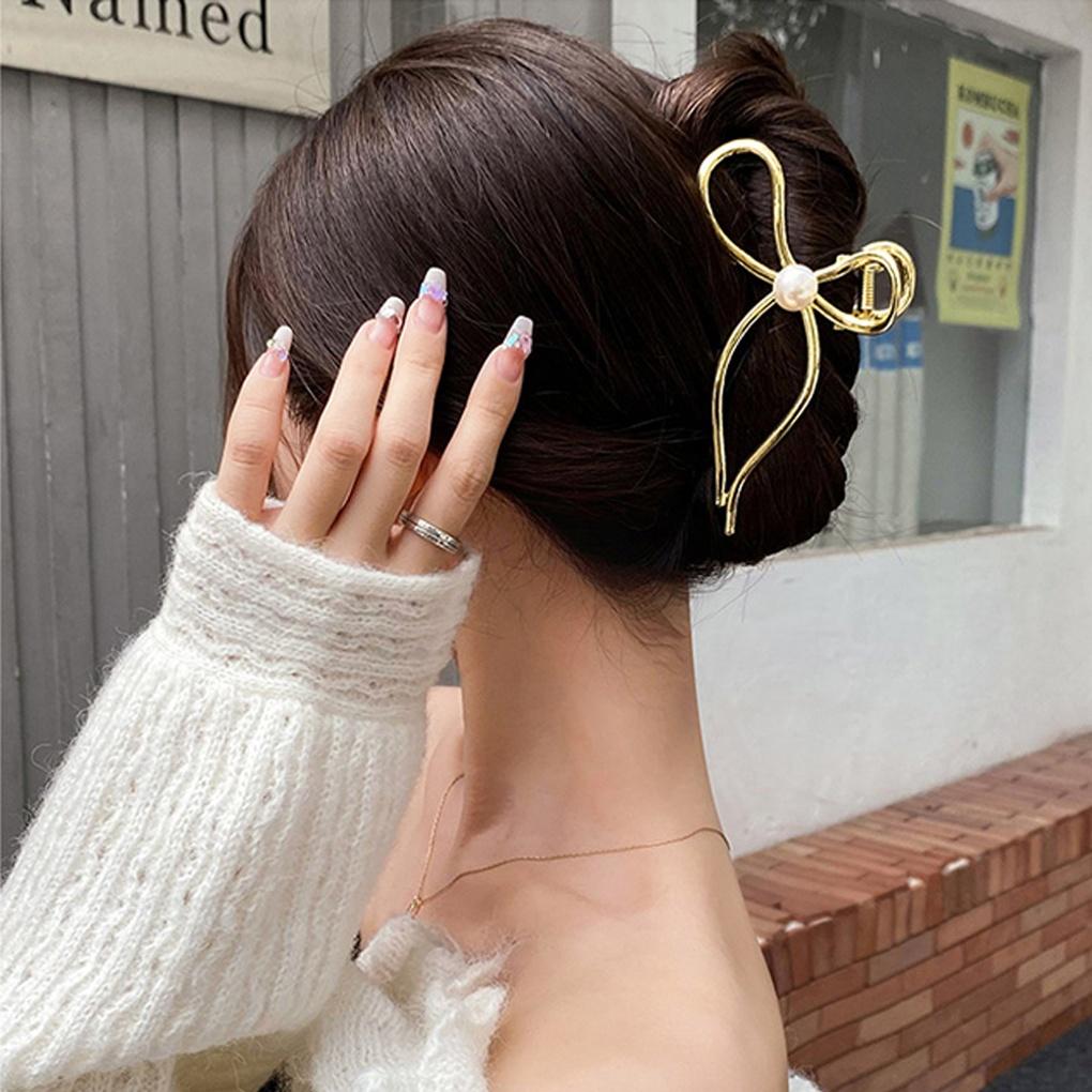 Metallblock Perle Schleife Hochsteckfrisur Haarspange
