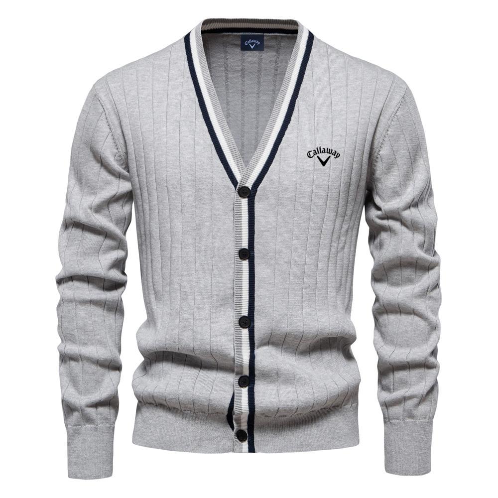

Callaway 2025 осень/зима вышитый новый кардиган мужской свитер с V-образным вырезом и длинными рукавами вязаное пальто XXL