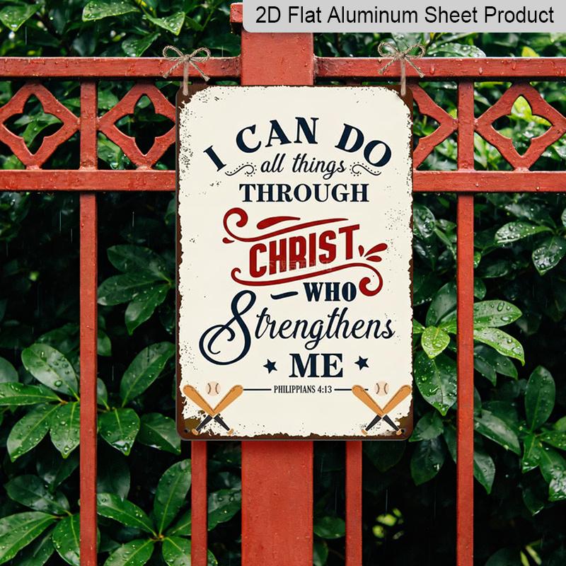 2D Flat 1pc Baseball Christian Quote Metal Sign 7.87x11.81inch - Aluminum Baseball Themed Inspirational Decor for Home, Garage, Man Cave, Sports Room