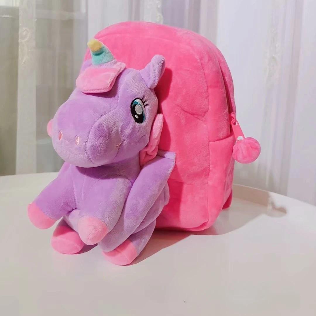 

Рюкзак-единорог для девочек, детский рюкзак, мягкая игрушка-единорог, плюшевая игрушка, подарки для малышей, детские салфетки, сумки для книг и закусок фиолетовый