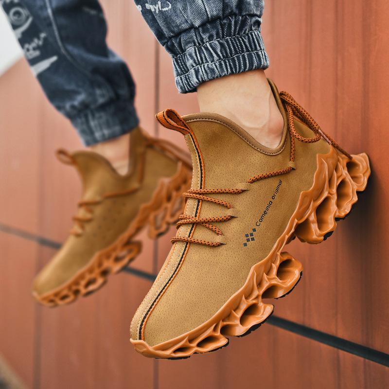 Dad shoes large size autumn blade casual sports shoes men's microfiber leather travel hiking platform shoes