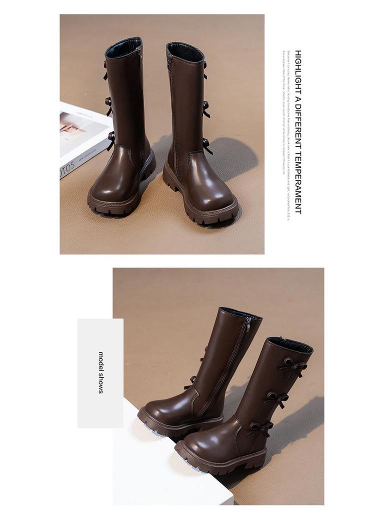 2025 Girls' High-Top Long Boots: Stylish Autumn/Winter Princess Boots with Plus Velvet Cotton