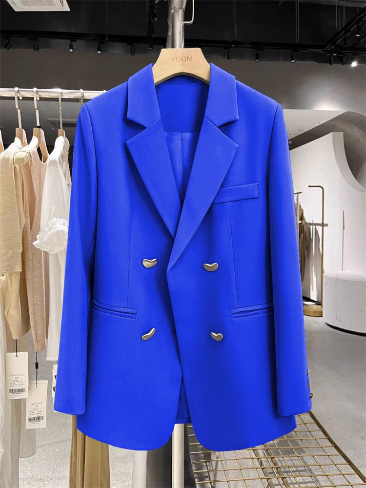 2024 Frühling/Herbst Damen Blazer im britischen Stil Grau Texturiert