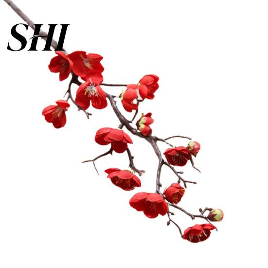 Non-fading Artificial Plum Blossom Flower Exquisite Cloth Vivid Simulation Bouquet for Wedding красный
