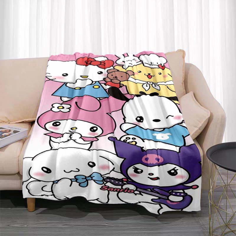 This Cute Pochacco-print Cartoon Blanket Is Made of Warm and Comfortable Flannel and Is Suitable for Bedrooms, Sofas, Beds,