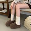 Thick-soled plush shoes slippers women's shoes wear 2025 new autumn and winter plush half-toboken shoes