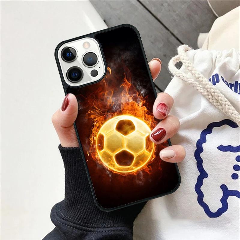 

Fire Football Soccer Ball Phone Case For iPhone 17 Air 15 16 Cover 11 13 14 Pro Max 12 Plus Max Fundas iPhone 14pro max
