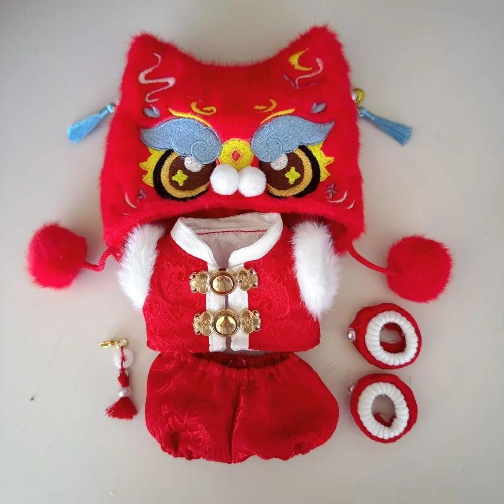 New Year Outfit For Labubu 17cm Doll Clothes Chinese Spring Festival Antique Clothes For Labubu Doll  Accessories