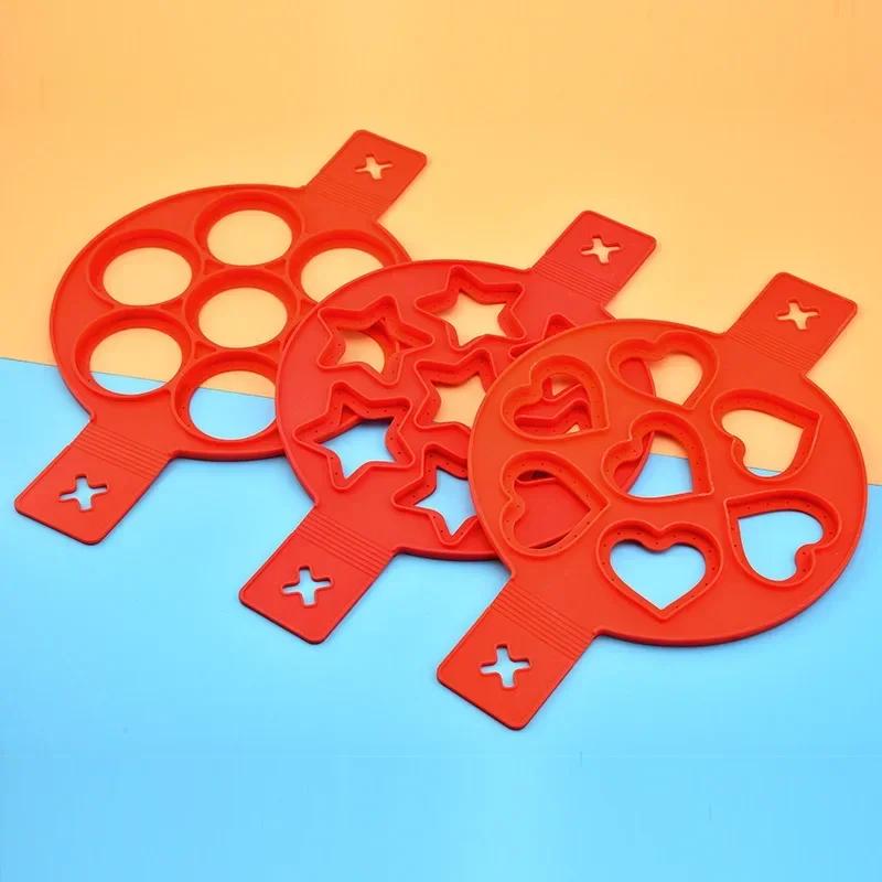 4 Hole Egg Pancake Ring Nonstick Pancake Soufflé Making Mold Silicone Cake Omelet Cooker Shaper Tool Kitchen Baking Accessories