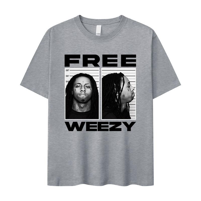Rapper Lil Wayne FREE WEEZY Graphic T Shirt Men's Hip Hop Vintage Gothic Tees Cotton Oversized Y2K Top
