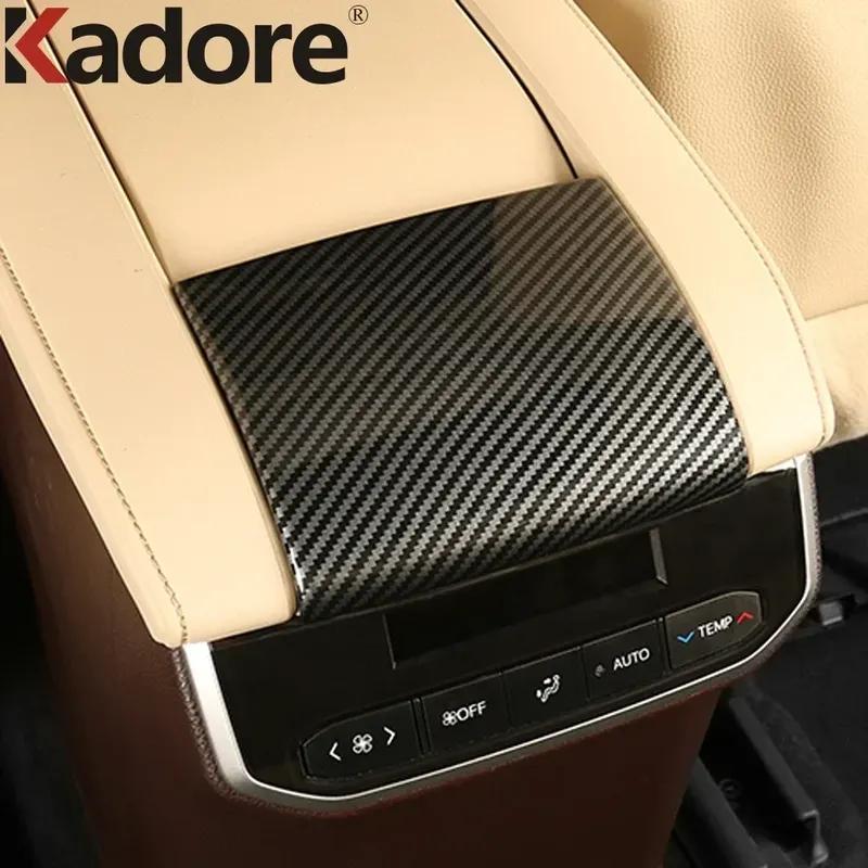 For Toyota Highlander Hybrid    2024 Carbon Fiber Car Center Armrest Box Panel Cover Trim Interior Accessories