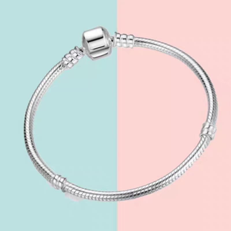 2026 New Style 925 Silver Crown Heart Snake Bone Chain, High-Quality Basic Beaded Bracelet for Women DIY Jewelry Making