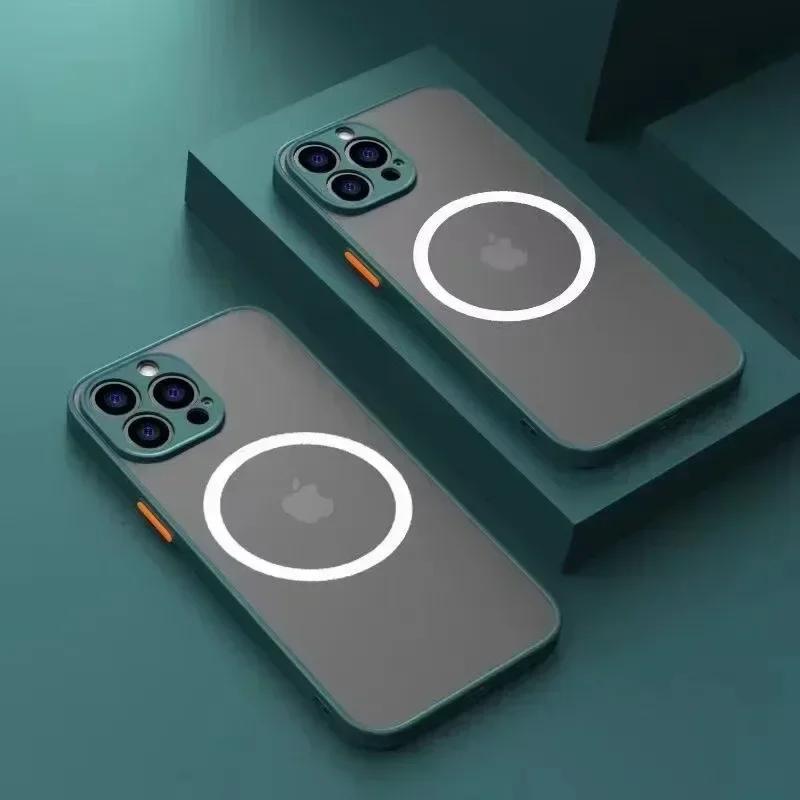 For For Iphone 16 15 14 13 12 11 Pro Max Plus Mini X XS Case Wireless Charge Magnetic For Magsafe Skin Matte Back Cover Shell Fundas