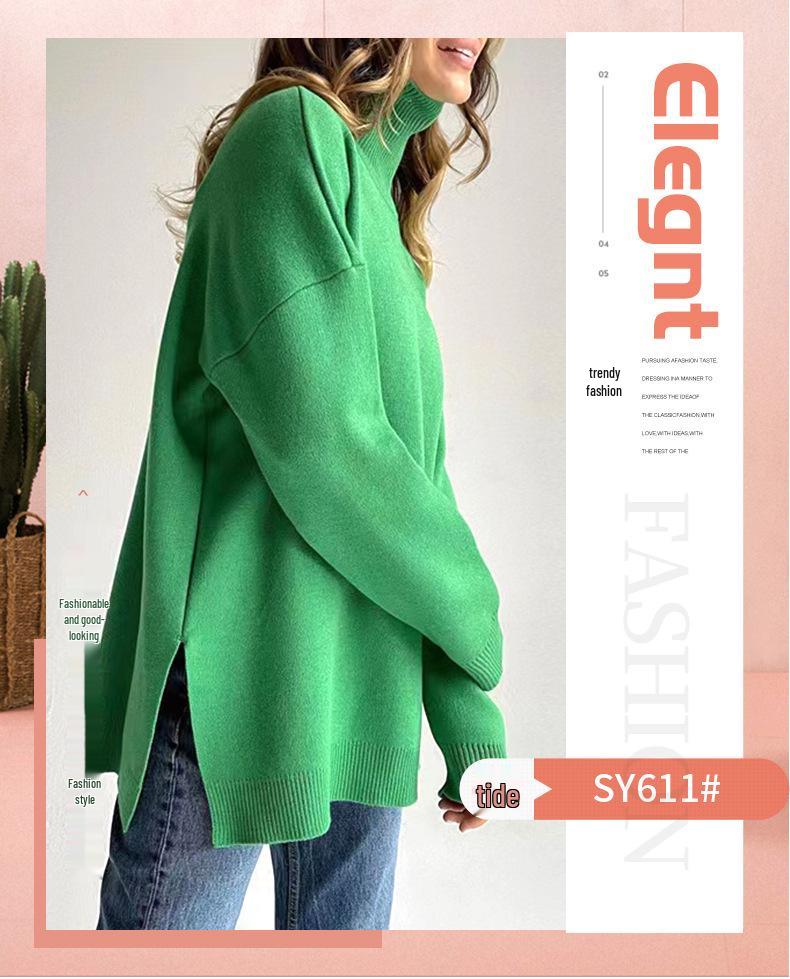 Women's High Neck Loose Knit Sweater - European and American Style, Autumn/Winter Collection (SY611#)