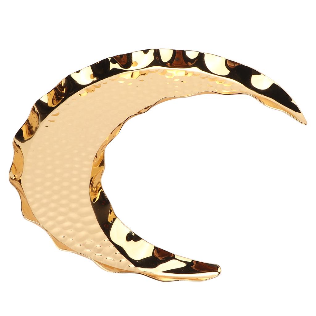 Serving Platter Zinc Alloy Fruit Plate Contemporary HalfMoon Shape Tableware for Home Decoration