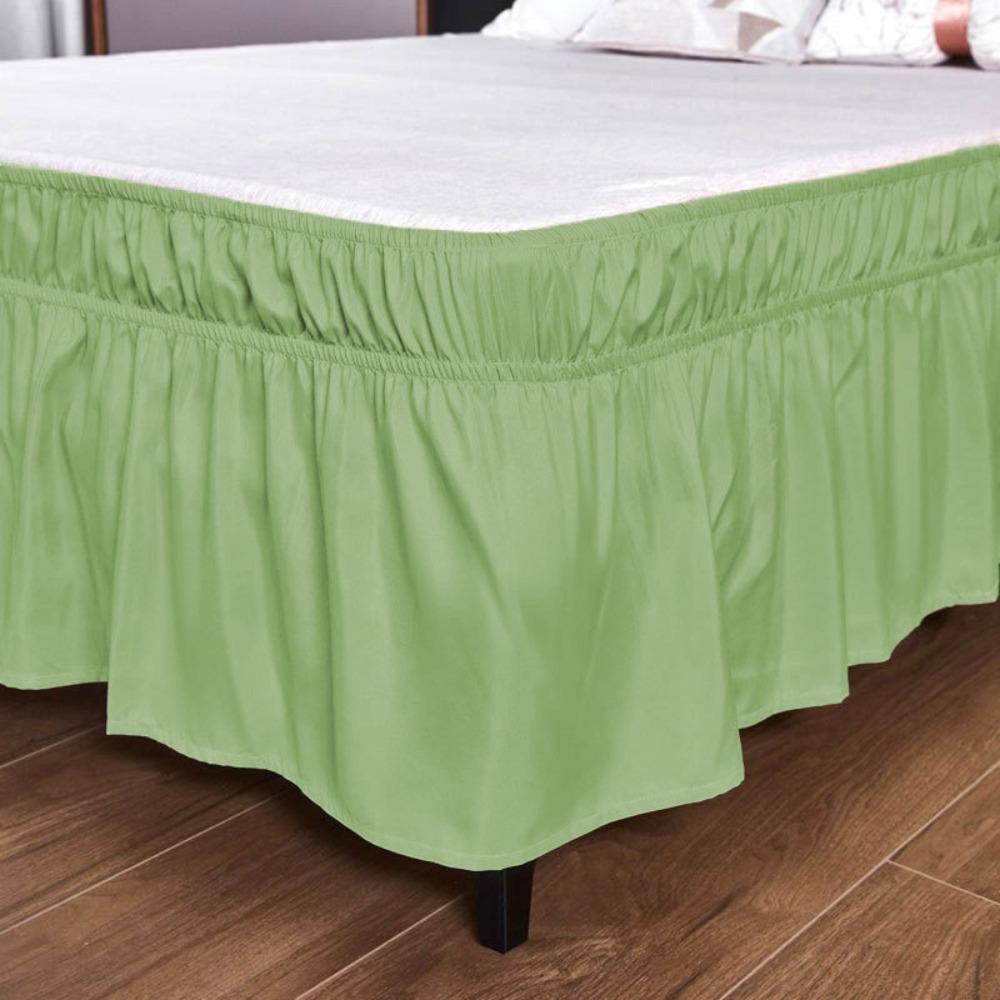 Soft Solid Color Ruffled Bed Skirt Three Sides Elastic Edge Bed Side Skirt Breathable Easy Care Bed Dust Cover Bedding Accessory