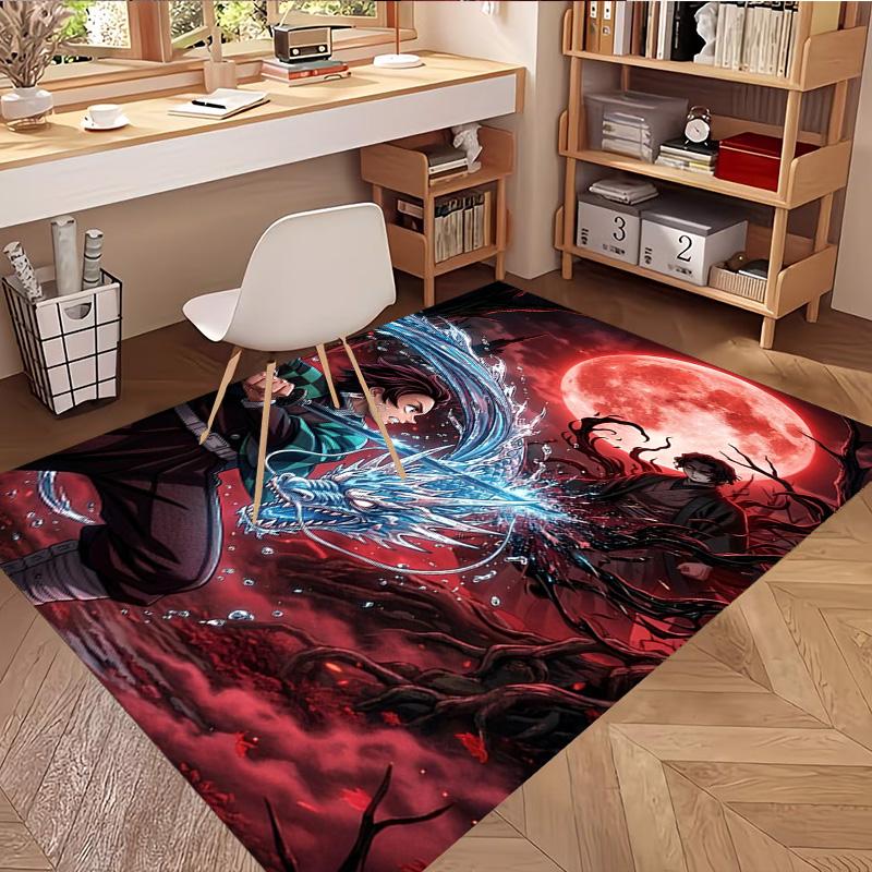 Demon Slayer Print Rug, Washable Floor Carpet, For Entryway Dorm Laundry Room Office Study, Home Decor Birthday Christmas Gift