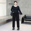 Plus Size Fleece Lined Straight Leg Jeans Women High Waist Warm Denim Pants