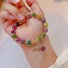 Women's Luxury Natural Stone Tourmaline Bracelet with Whale Tail Tassel Pendant - Seven-Color Handcrafted Jewelry Gift for Girlfriend