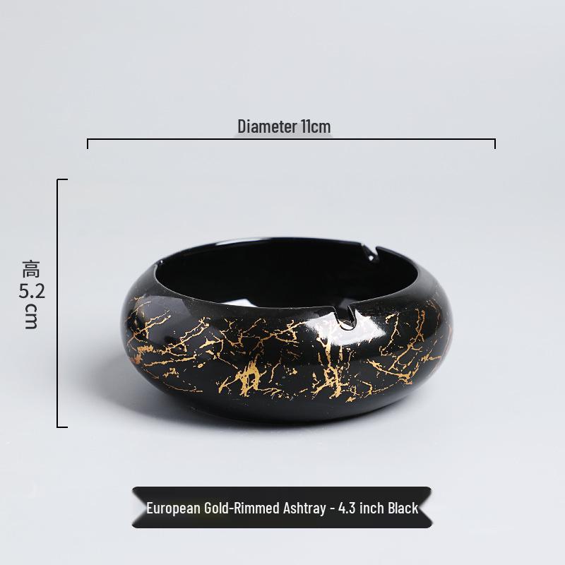 Luxury Gold-Plated Ceramic Ashtray for Home or Office