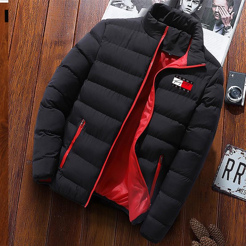 

2023 Men s Korean Style Slim Fit Winter Cotton Jacket, Trendy Mid-Length Thickened Down Warm Coat XXL червоний/чорний