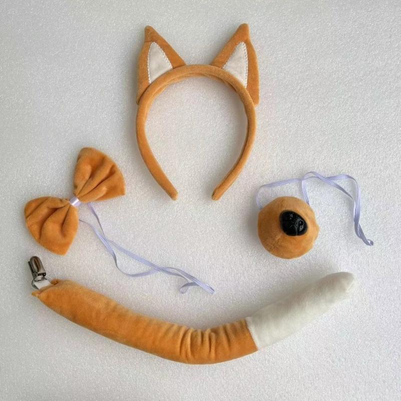 Sheepdog Costume Set Dog Ears Headband Bowtie Tail Nose Tutu Skirt for Kids Halloween Costume Cosplay Party