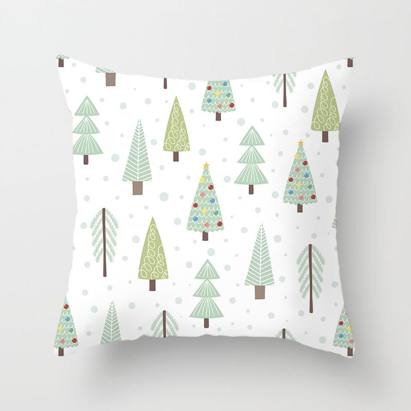 Merry Christmas Printed White Pillowcase  Style Cushion Cover Home Sofa Decoration