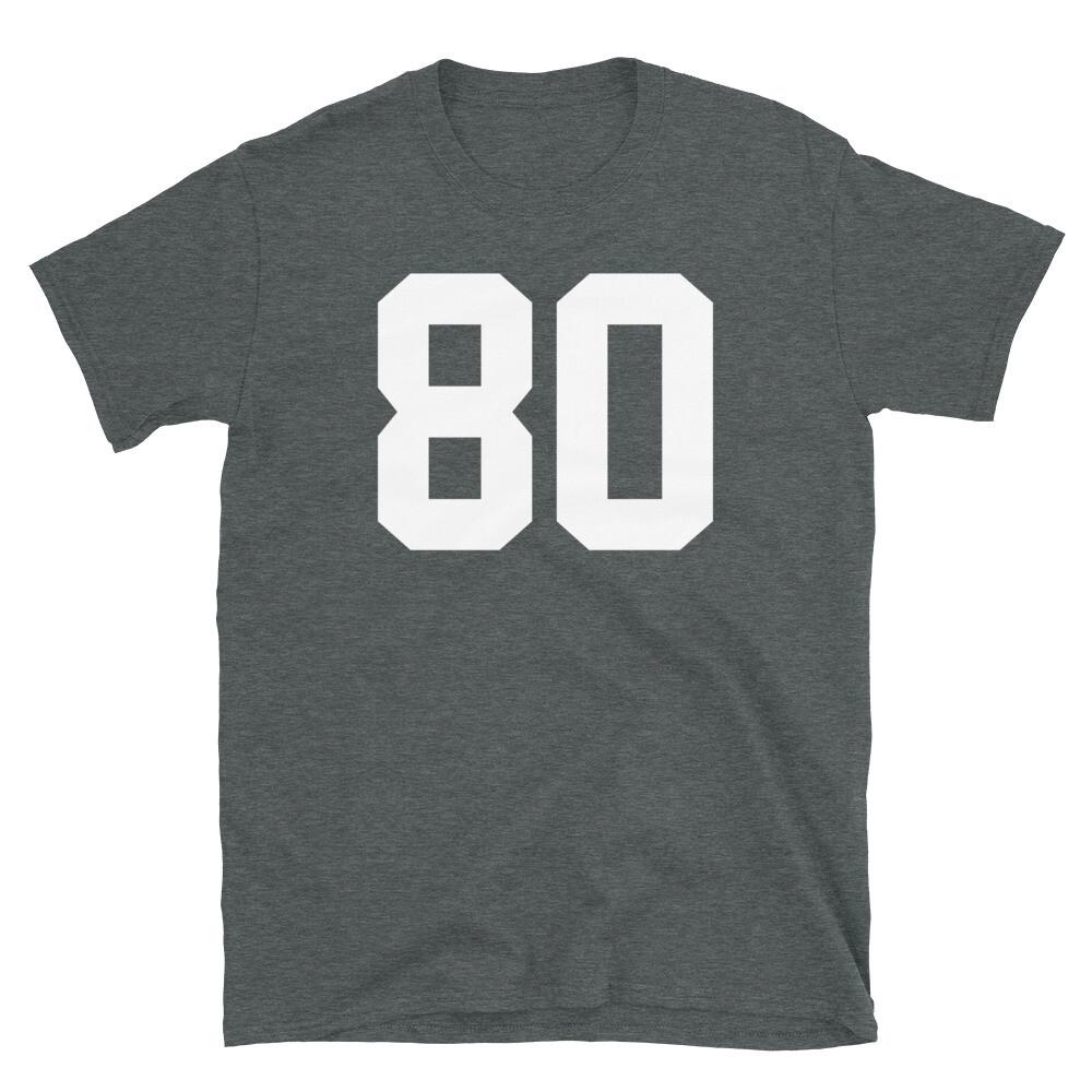 

Униформа команды Номер на майке 80 День рождения Varsity Футболка унисекс с коротким рукавом Футболка унисекс XXXL