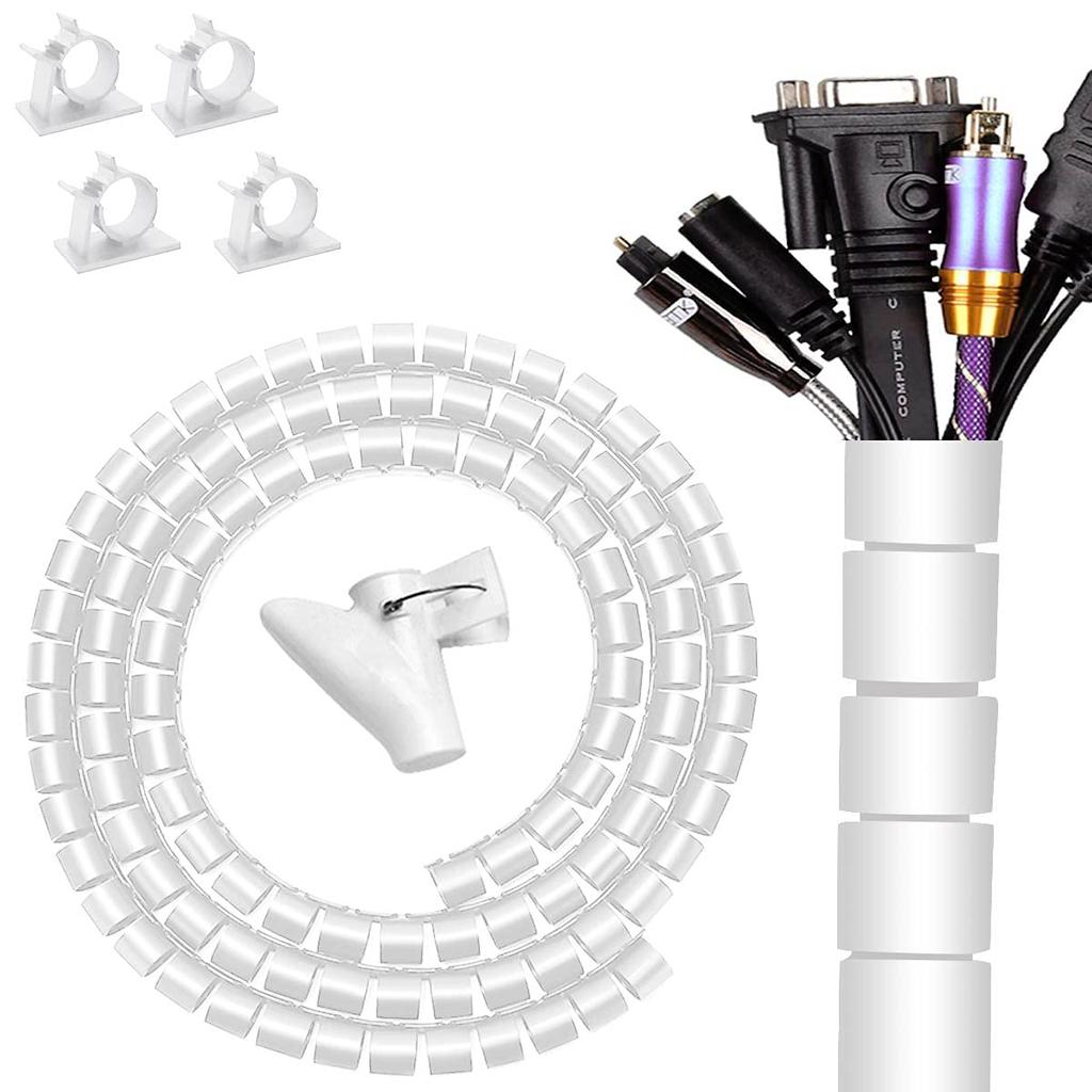 28MM Kabelabdeckung zum Kauen Großer Innendurchmesser Strom Organisieren und Schützen Draht Versteckt Spiralförmig Länge 2 Stück Kommt mit 4 Kabel Für Elektrisch LAN