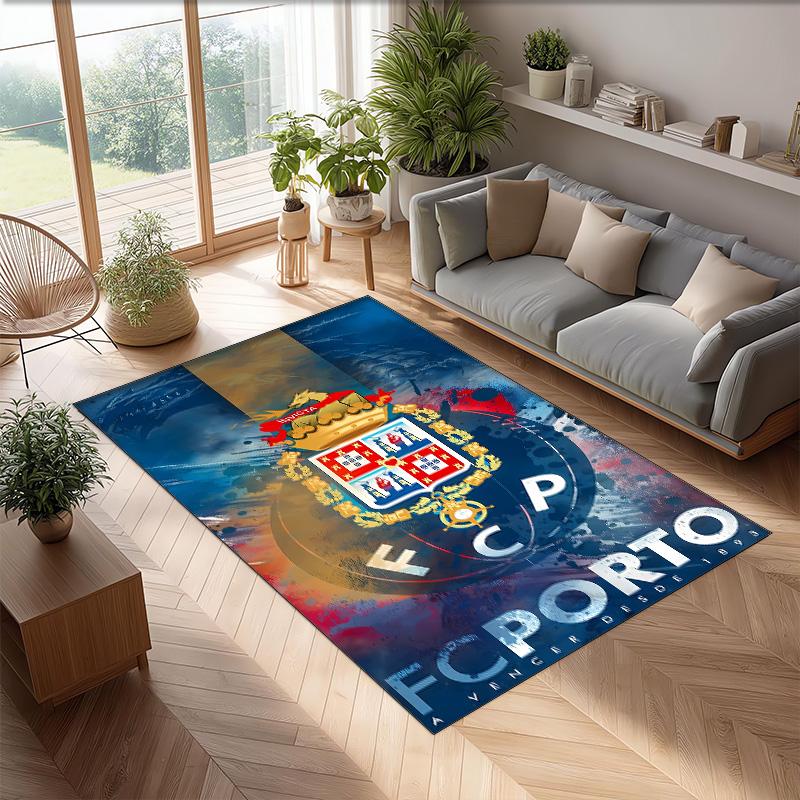 FC Porto Printed Flannel Area Rug Non Slip Soft Polyester Floor Carpet Indoor Decor Mat for Bedroom Living Room Sofa