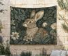 Vintage Rabbit Tapestry Antique Wildlife Wall Hanging Cottagecore Wall Decor Hare In Wildflowers Wall Art Medieval Floral Tapestries