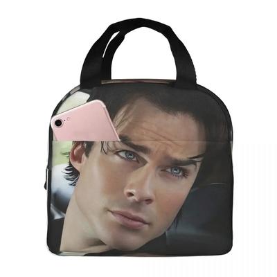 Damon Salvatore The Vampire Diaries Isolierte Lunchtasche für Kinder Schul-Kühltasche Thermische Lebensmittelbox Tragetasche Lunchboxen Behälter