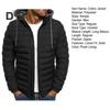 Men Cotton Jacket Hooded Drawstring Long Sleeve Zipper Placket Casual Coat Windproof Plush Lining Thickened Warm Outwear