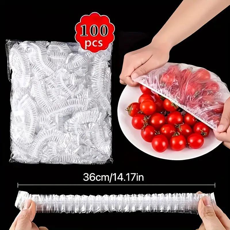 100pcs Reusable Elastic Food Storage Covers-Stretchable Bowl Plate Seal Wrap,Perfect Alternative To Aluminum Foil and Cling Film