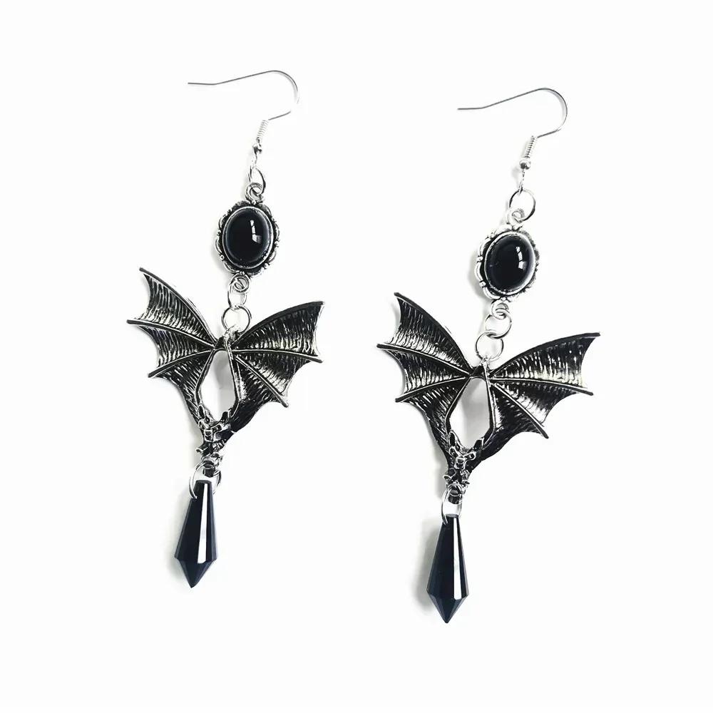 Vintage Gothic Vampire Witch Black Rose Earrings for Women  Creative Holiday Party Personalized Jewelry Accessories