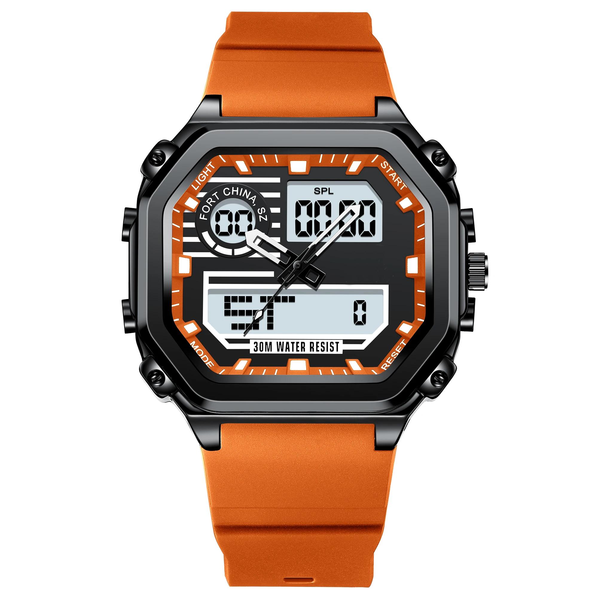 

Спортивные светодиодные мужские часы водонепроницаемые светящиеся неделя дата квадратные наручные часы силиконовый ремешок электронные кварцевые часы